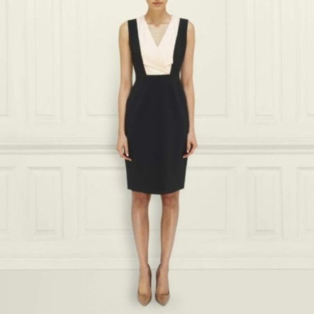 L.K. BENNETT  Black Ribbon Tuxedo Dress Sz M